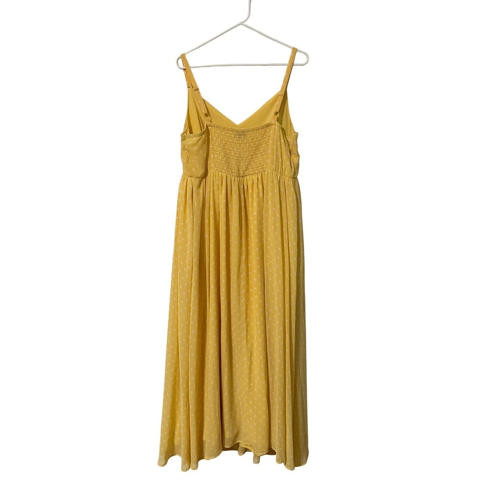 Torrid Polka‎ Dot Maxi Dress 1X Butter Yellow Smocked Empire Waist Coquette - Picture 6 of 13